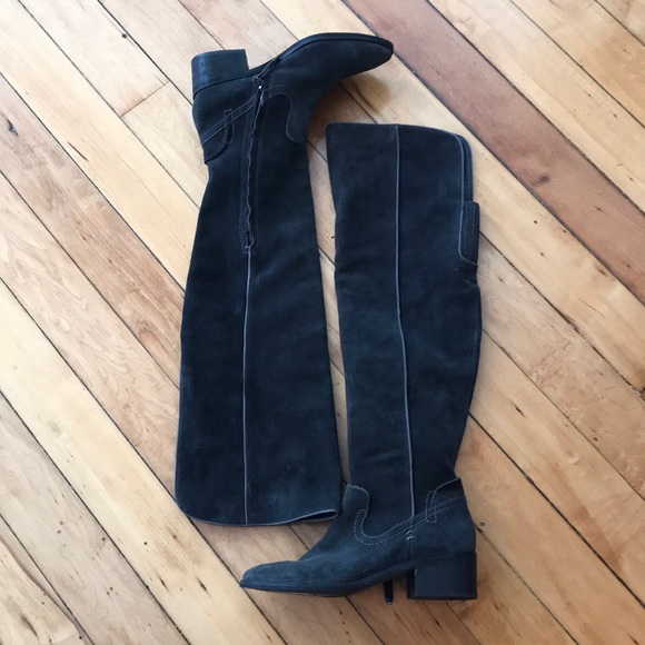 Beautiful gray suede knee high boots - Picture 1 of 10
